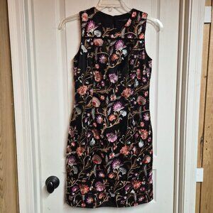 White House Black Market Floral Embroidered Sleeveless Dress Size 8